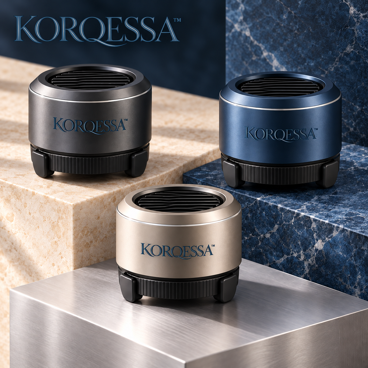 KORQESSA™ Vaelor Car Cup Holder Air Freshener — Sculptural Fragrance Pod with Adjustable Base and Replaceable Solid Scent Inserts