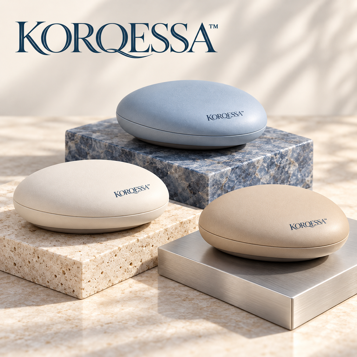 KORQESSA™ Liorven Ceramic Car Air Freshener — Pebble-Shaped Fragrance Object with Locking Dock and Replaceable Solid Inserts