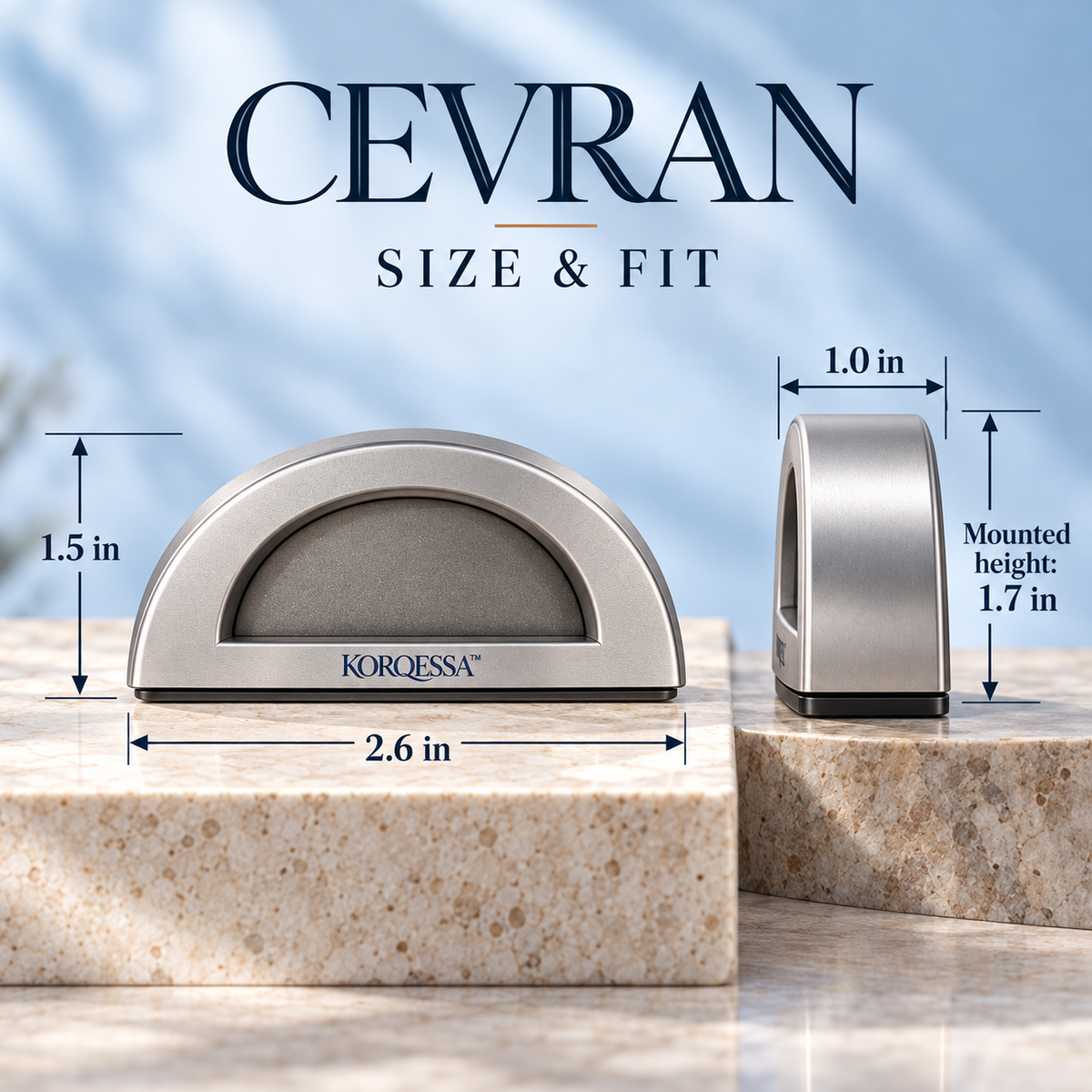 KORQESSA™ Cevran Car Fragrance Object — Arched Metal Air Freshener with Secured Console Base and Replaceable Scent Inserts